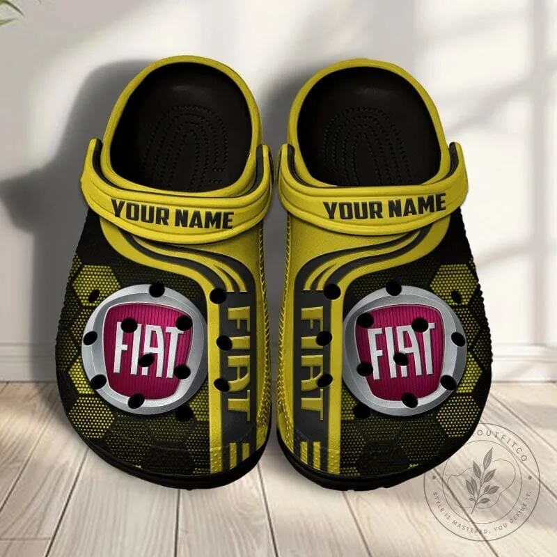 Fiat Logo Custom Name Blue Classic Clogs Shoes 36 Fiat Logo Custom Name Blue Classic Clogs Shoes