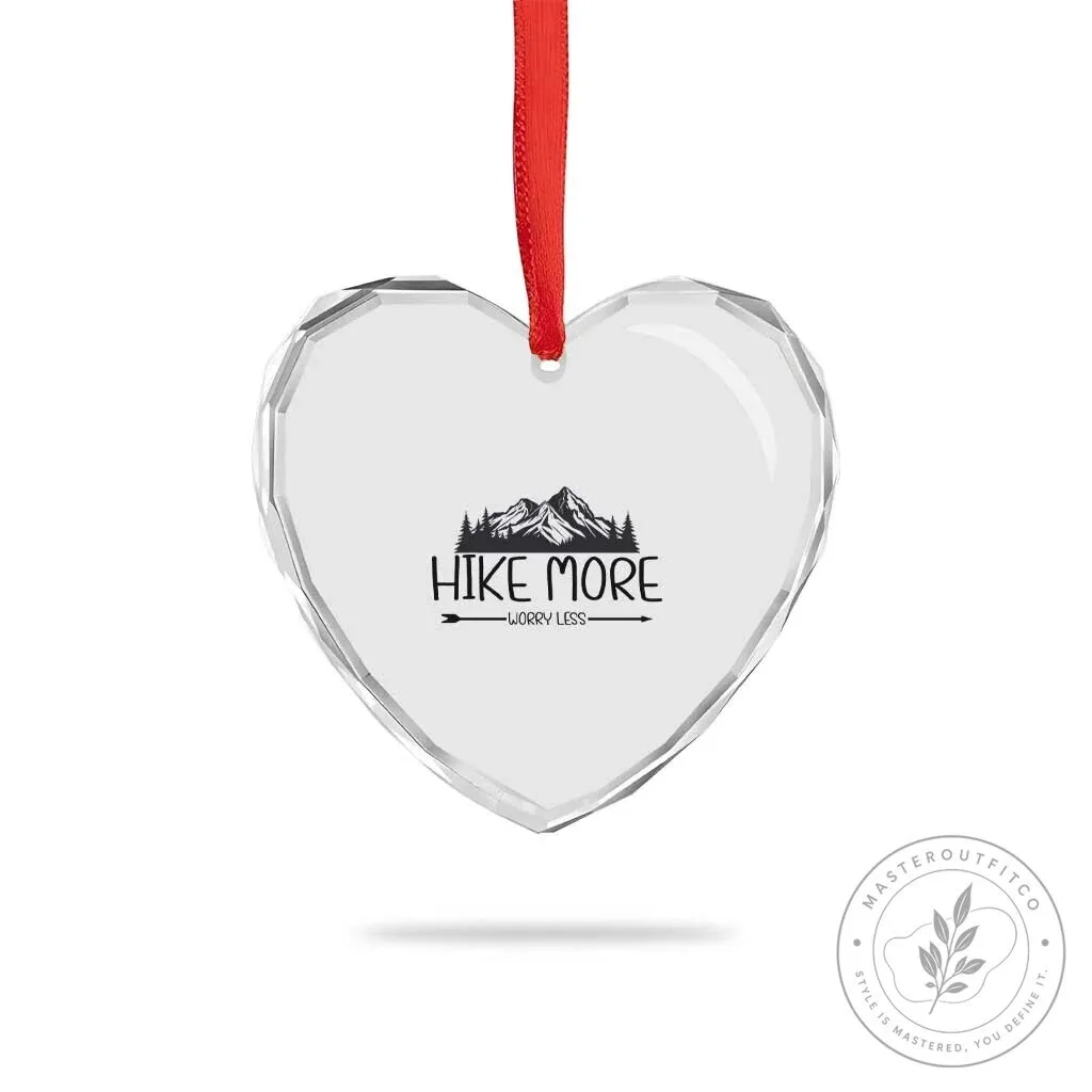 Hike More Worry Less Mountain Heart Crystal Glass Ornament 10 Hike More Worry Less Mountain Heart Crystal Glass Ornament