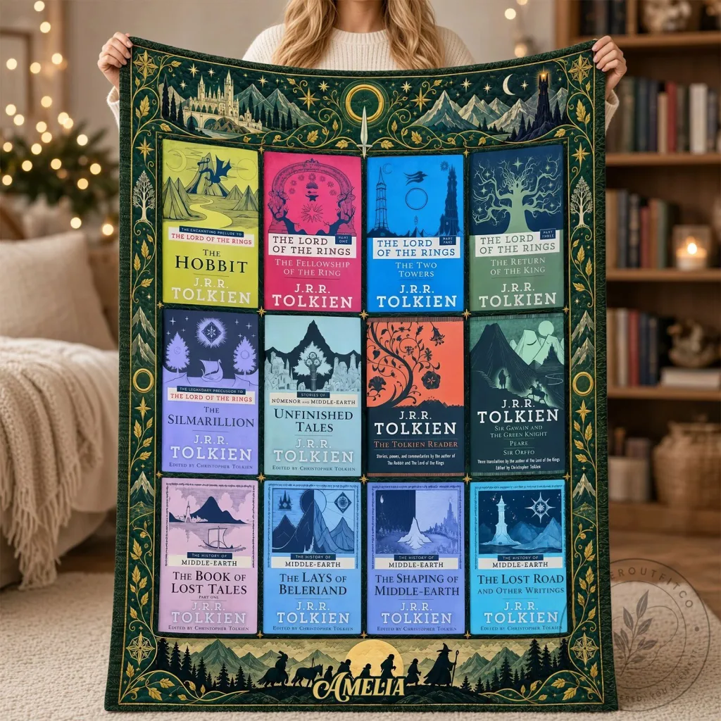 Lord of the Rings Book Covers J.R.R. Tolkien Middle-Earth Fantasy Blanket Lord of the Rings Book Covers J.R.R. Tolkien Middle-Earth Fantasy Blanket