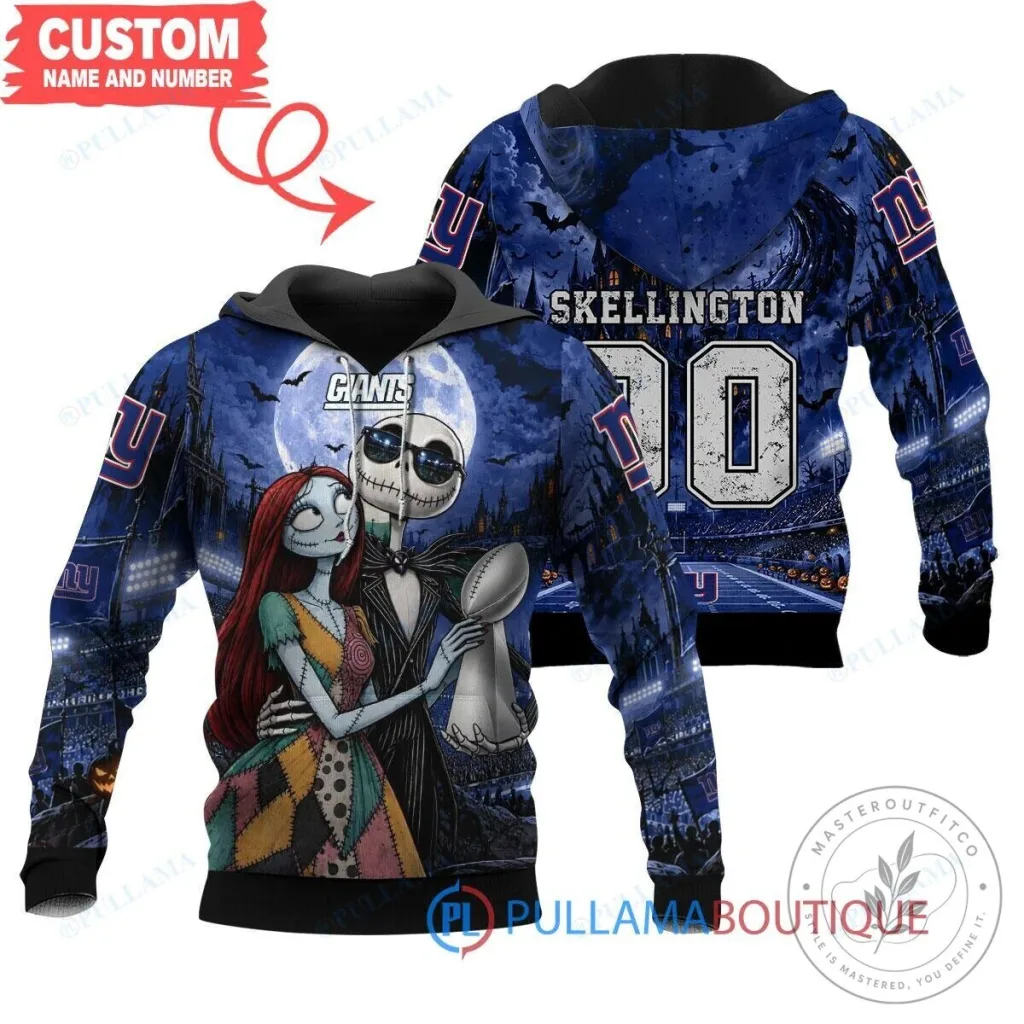 New York Giants Jack Skellington Sally Nightmare Before Christmas Hoodie New York Giants Jack Skellington Sally Nightmare Before Christmas Hoodie
