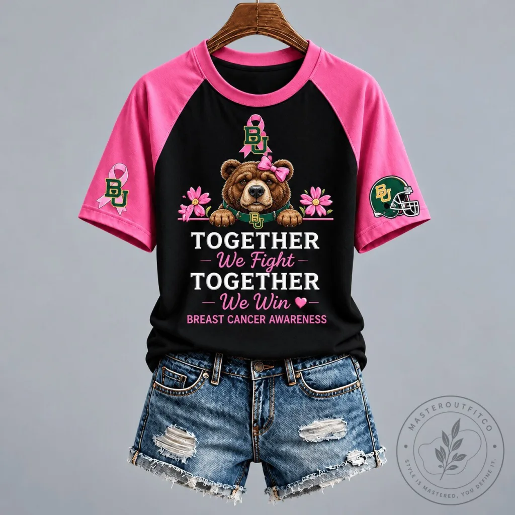 Baylor Bears Together We Fight Breast Cancer Awareness Raglan T-Shirt Baylor Bears Together We Fight Breast Cancer Awareness Raglan T-Shirt