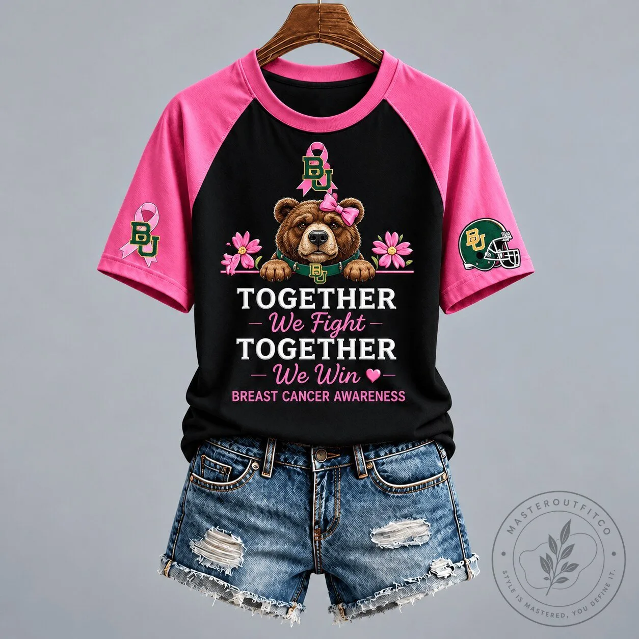 Baylor Bears Together We Fight Breast Cancer Awareness Raglan T-Shirt