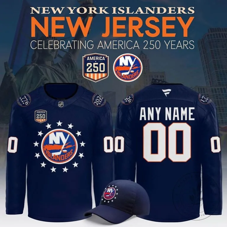 New York Islanders America 250th Anniversary Commemorative Custom Hockey Jersey 2 New York Islanders America 250th Anniversary Commemorative Custom Hockey Jersey
