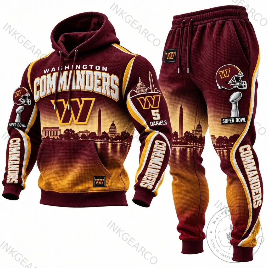 Washington Commanders Football Team Super Bowl Waffle Knit Hoodie Washington Commanders Football Team Super Bowl Waffle Knit Hoodie