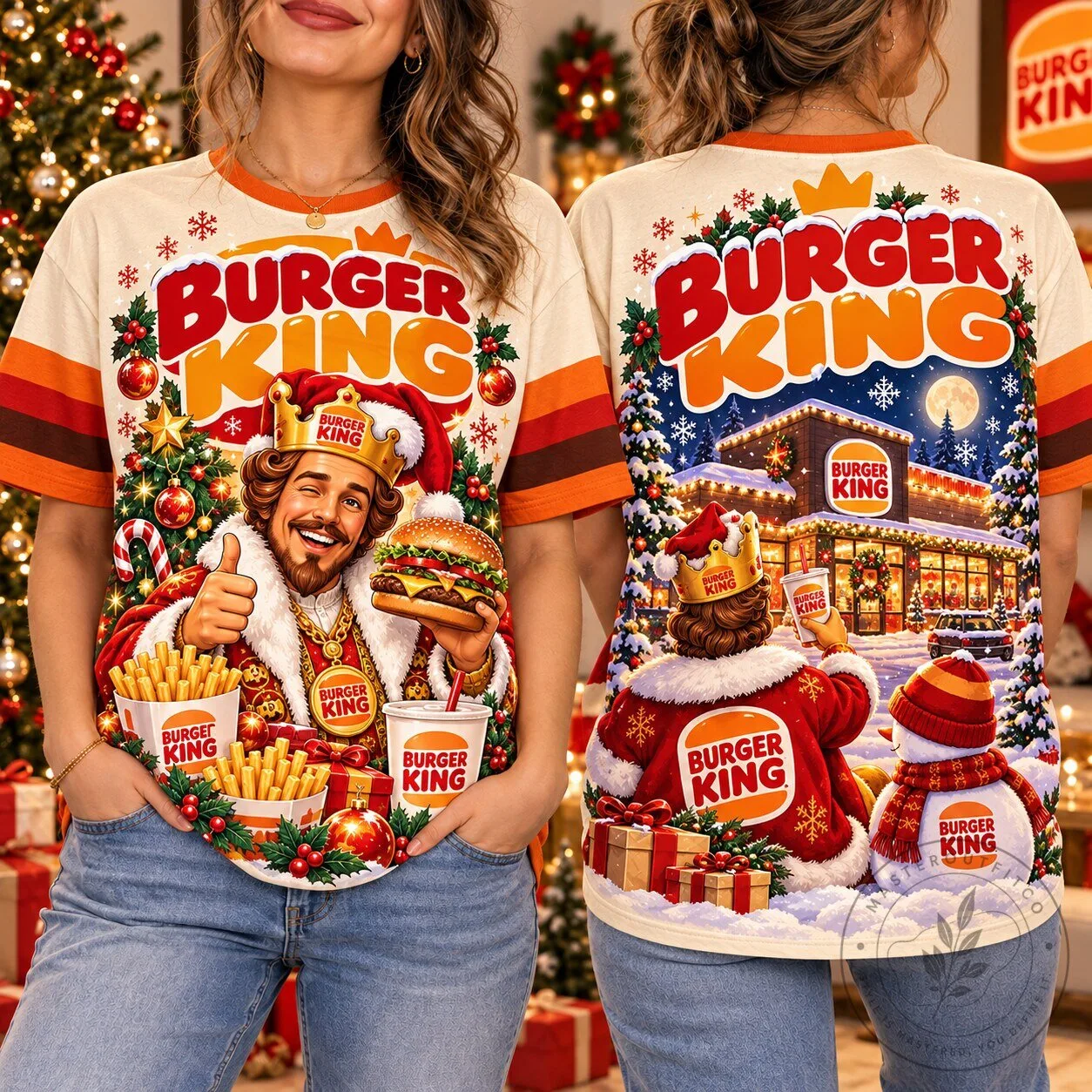 Burger King Christmas Santa Claus Burger Holiday T-Shirt 2 Burger King Christmas Santa Claus Burger Holiday T-Shirt