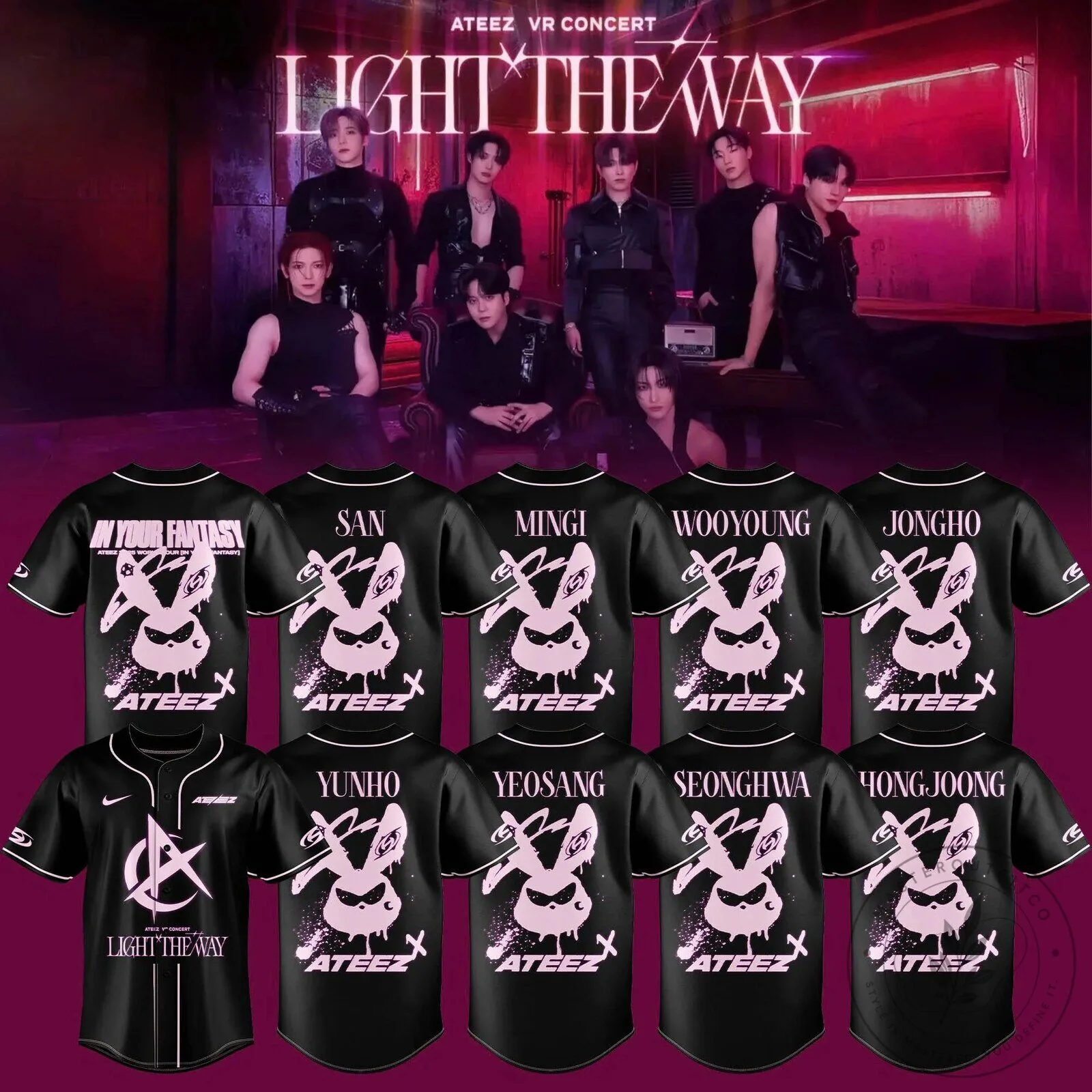 ATEEZ VR Concert Light The Way K-Pop Baseball Jersey