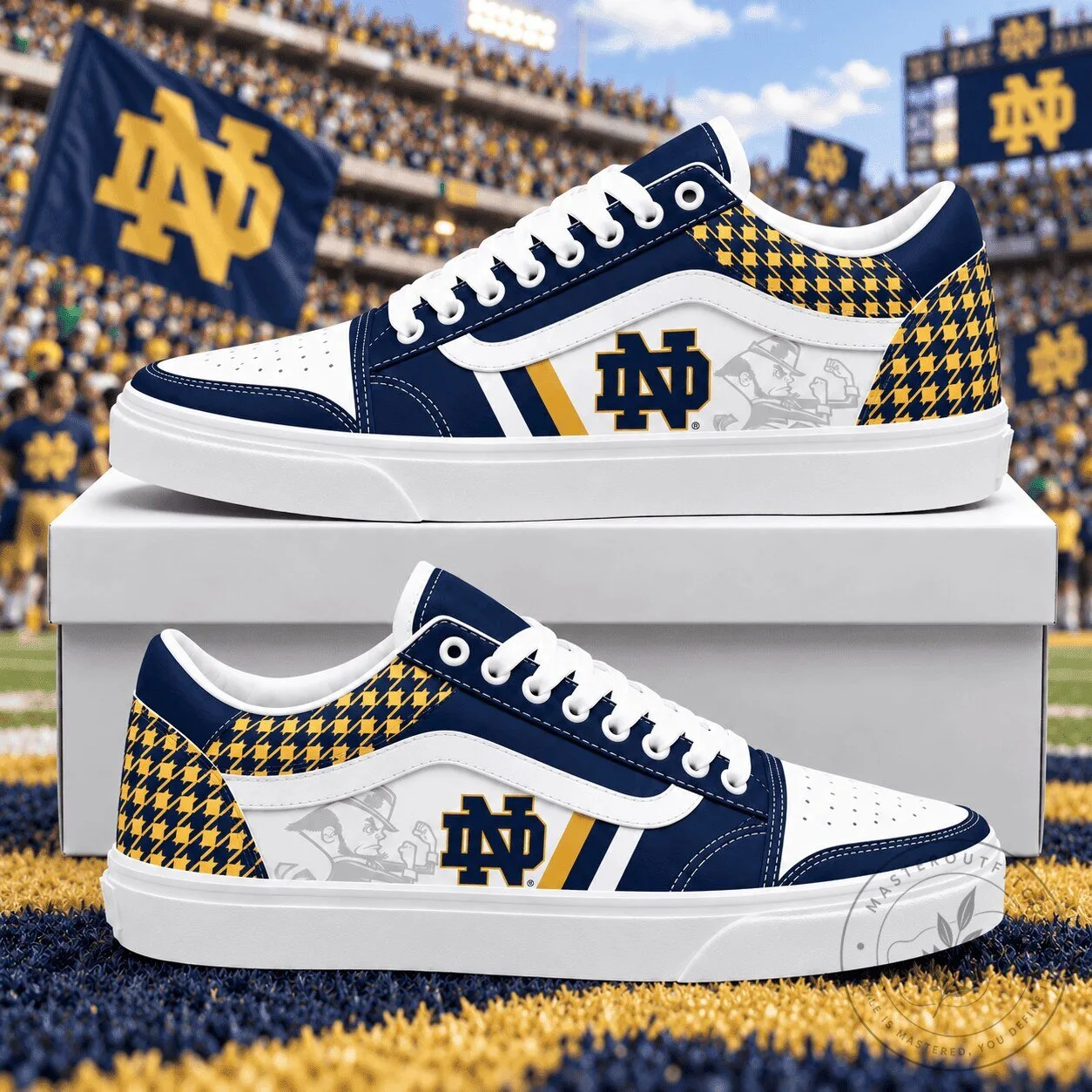 Notre Dame Fighting Irish NCAA Classic Houndstooth Sideline Pattern Shoes