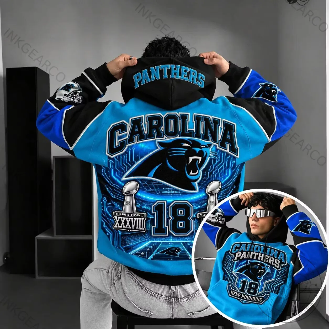 Carolina Panthers Super Bowl XXXVIII Football Team Graphic Hoodie
