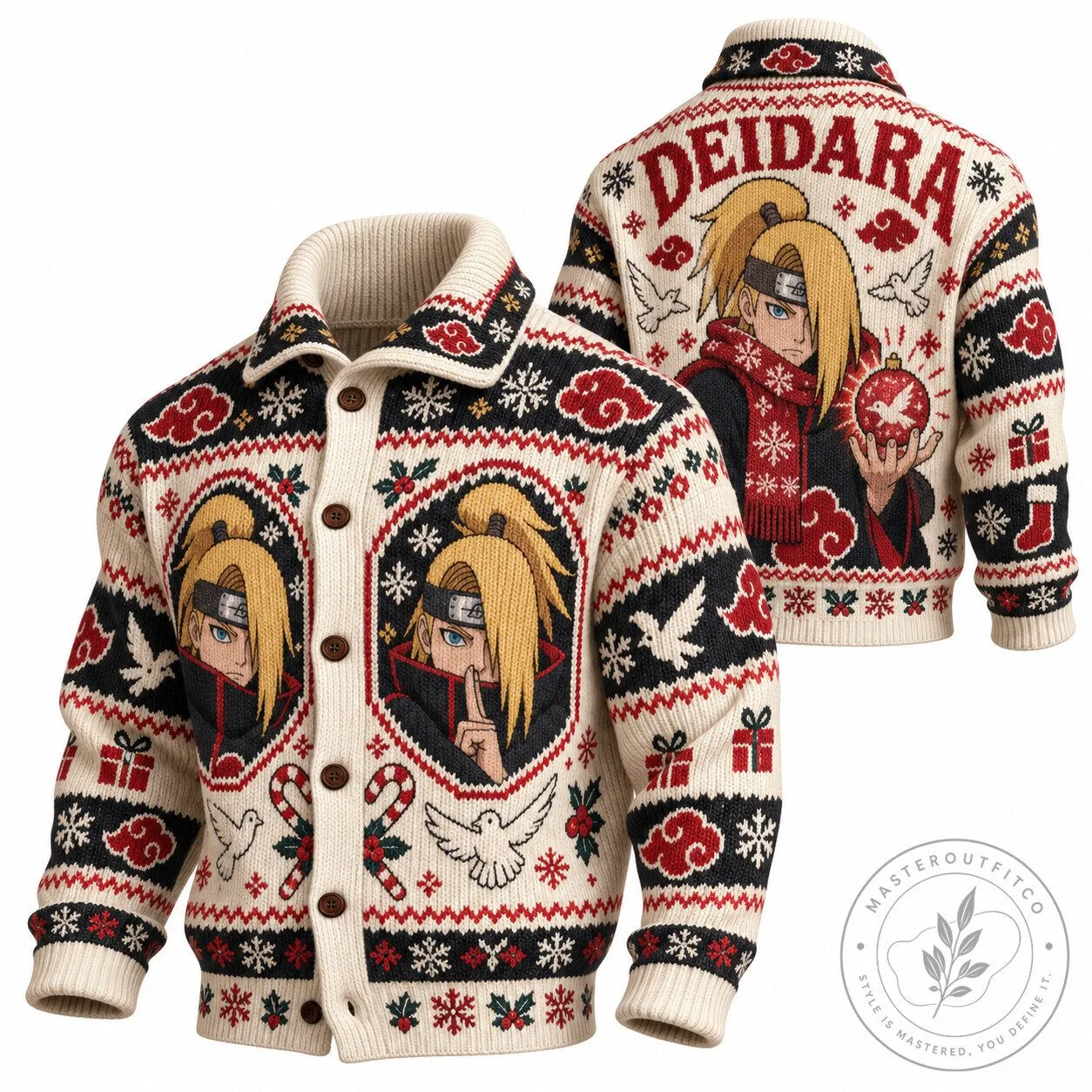Deidara Naruto Shippuden Ugly Christmas Sweater Cardigan