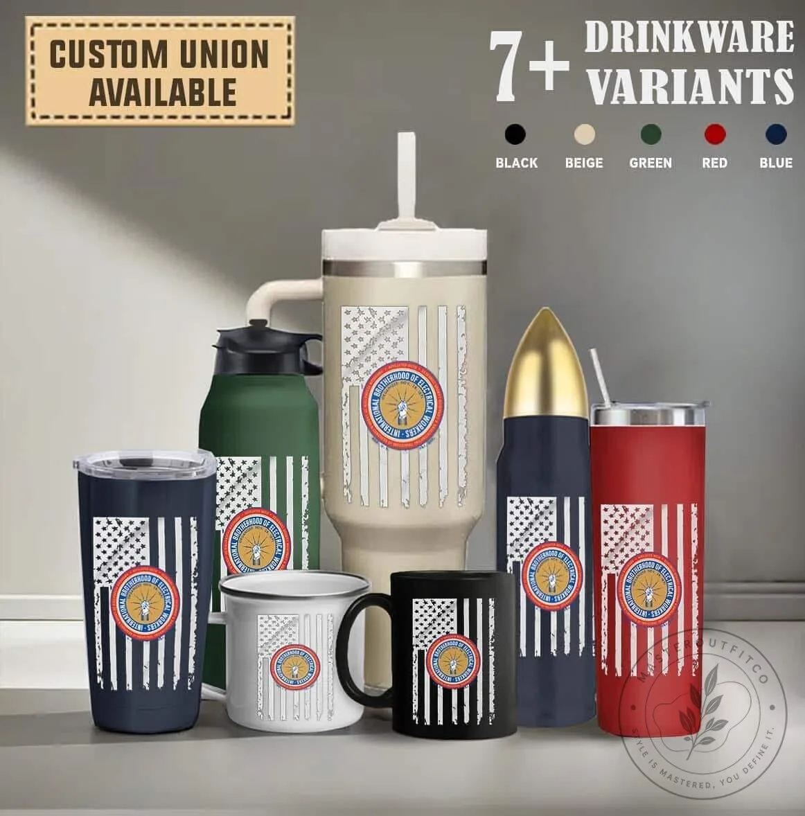 International Brotherhood of Electrical Workers Distressed Flag Tumbler 1 International Brotherhood of Electrical Workers Distressed Flag Tumbler