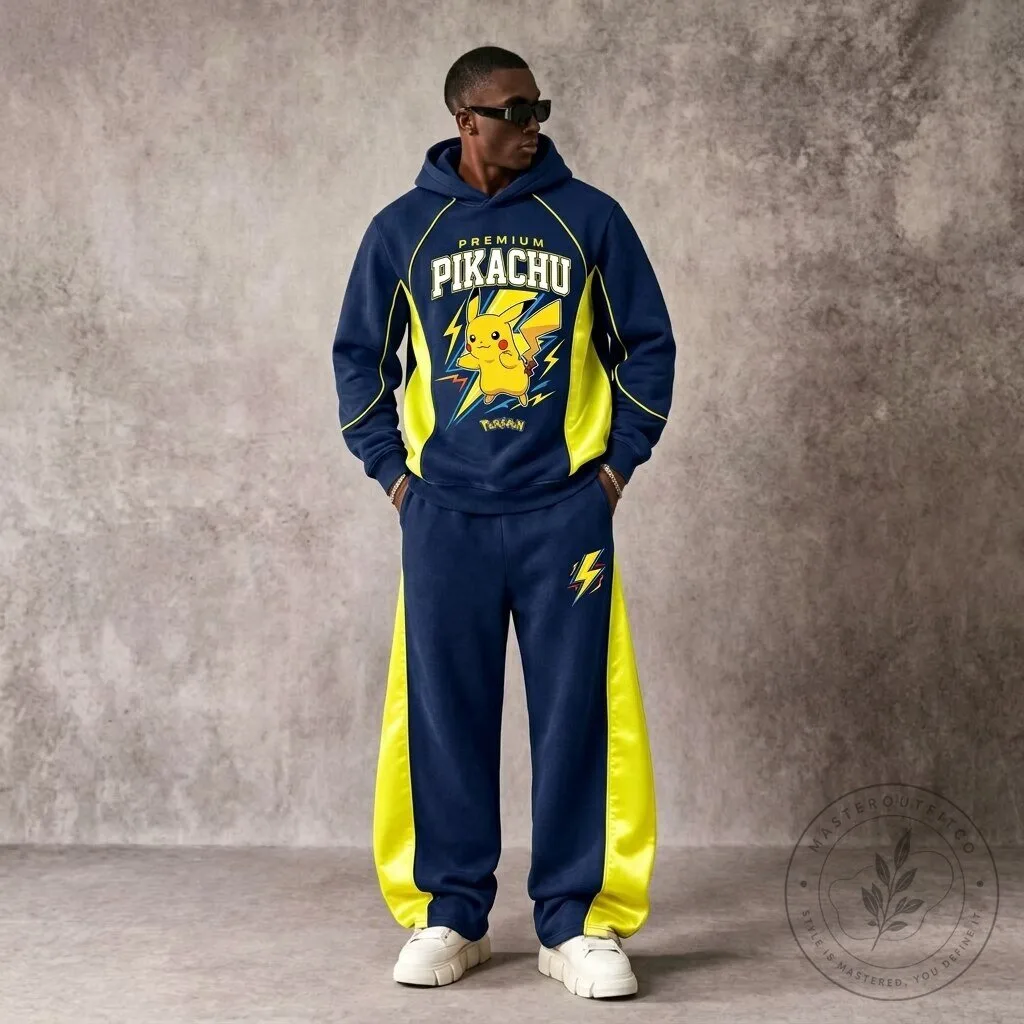 Premium Pikachu Pokemon Navy Blue and Yellow Hoodie