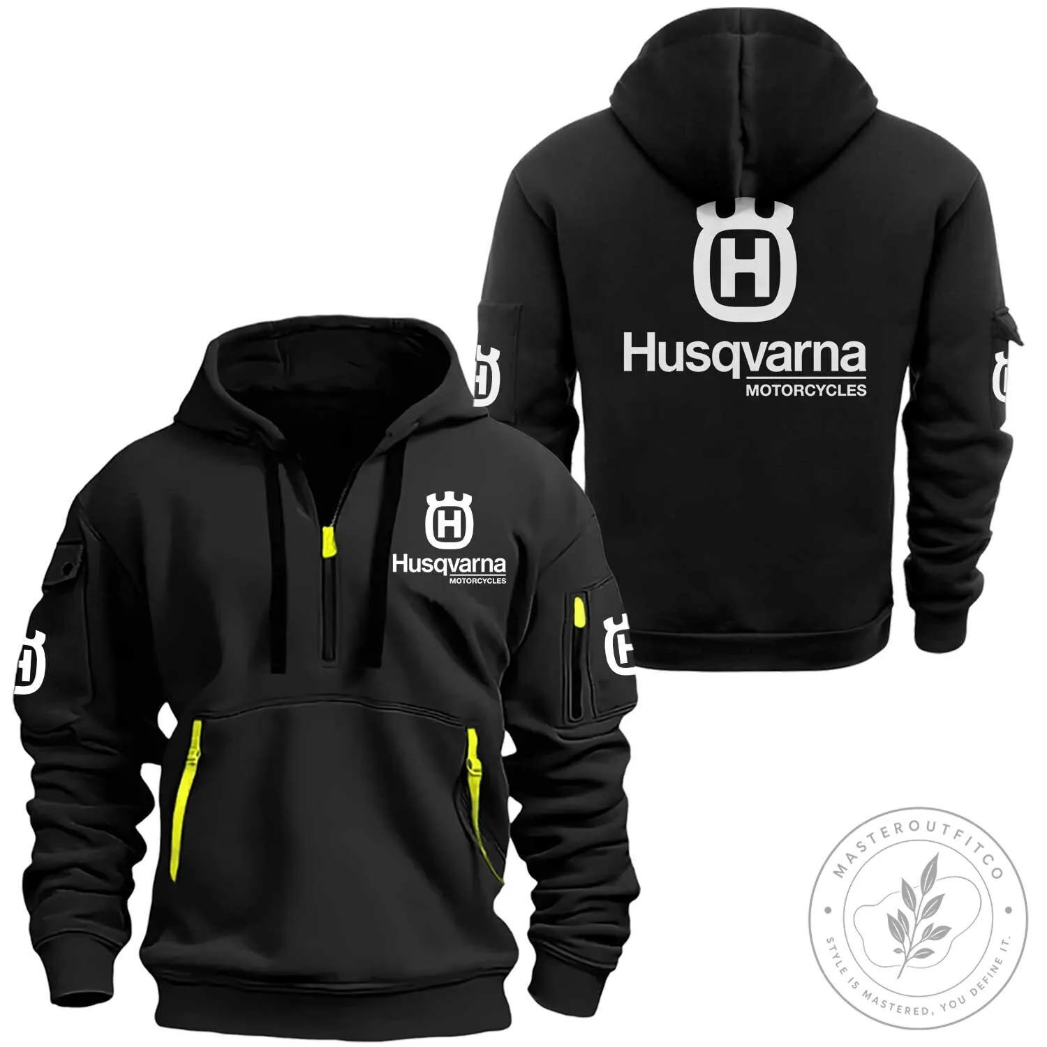 Husqvarna Motorcycles Black Quarter Zip Hoodie with Logo