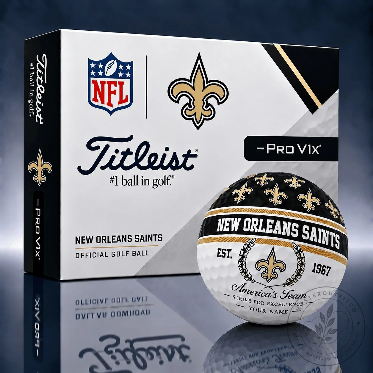 New Orleans Saints Official Golf Ball Set by Titleist Pro V1x