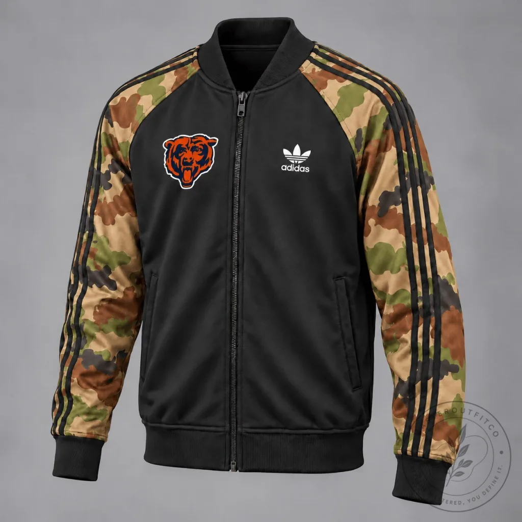 Chicago Bears Camouflage Adidas Track Jacket NFL Football Fan Apparel 22 Chicago Bears Camouflage Adidas Track Jacket NFL Football Fan Apparel