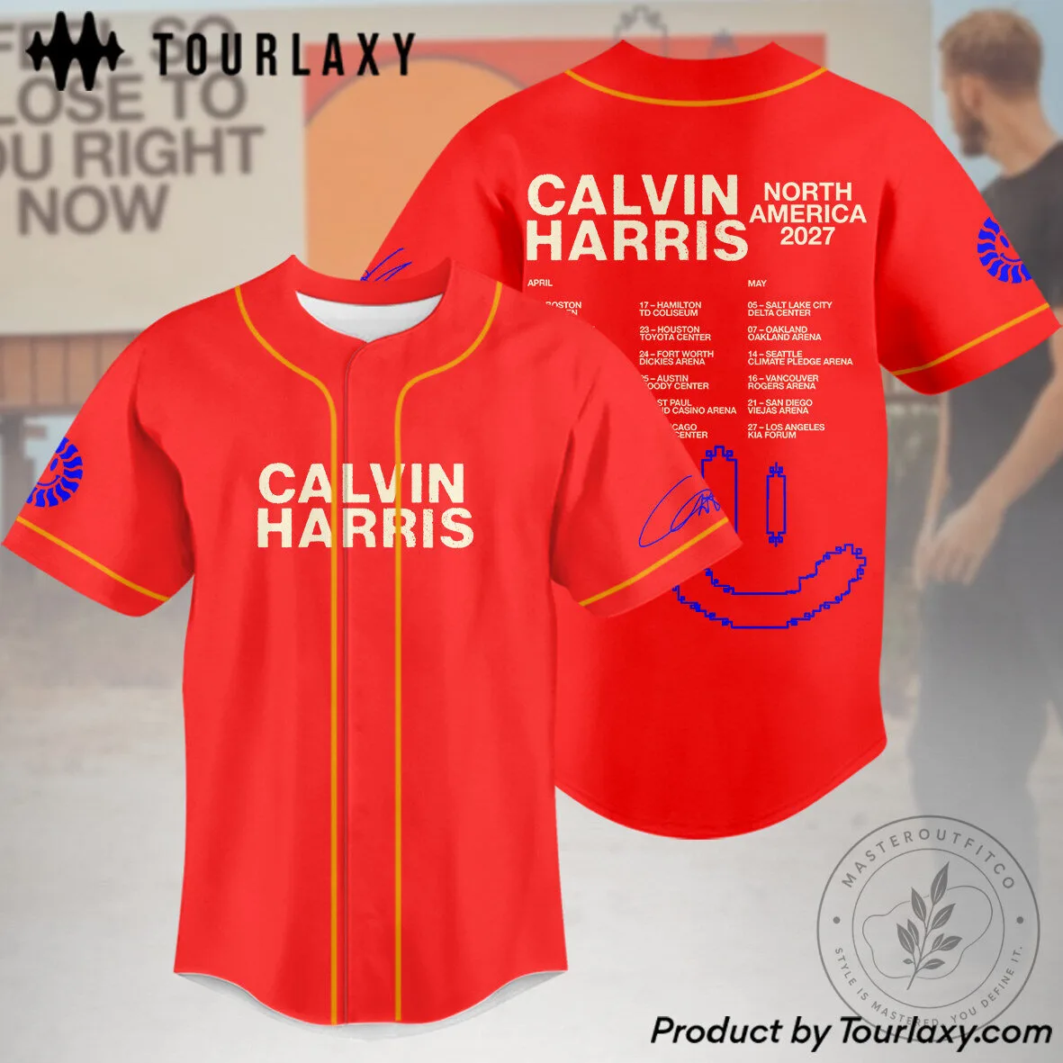Calvin Harris North America 2027 Tour Baseball Jersey