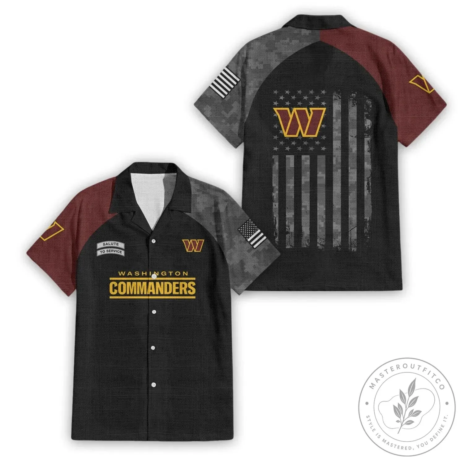 Washington Commanders Salute To Service Military Camouflage Hawaiian Shirt