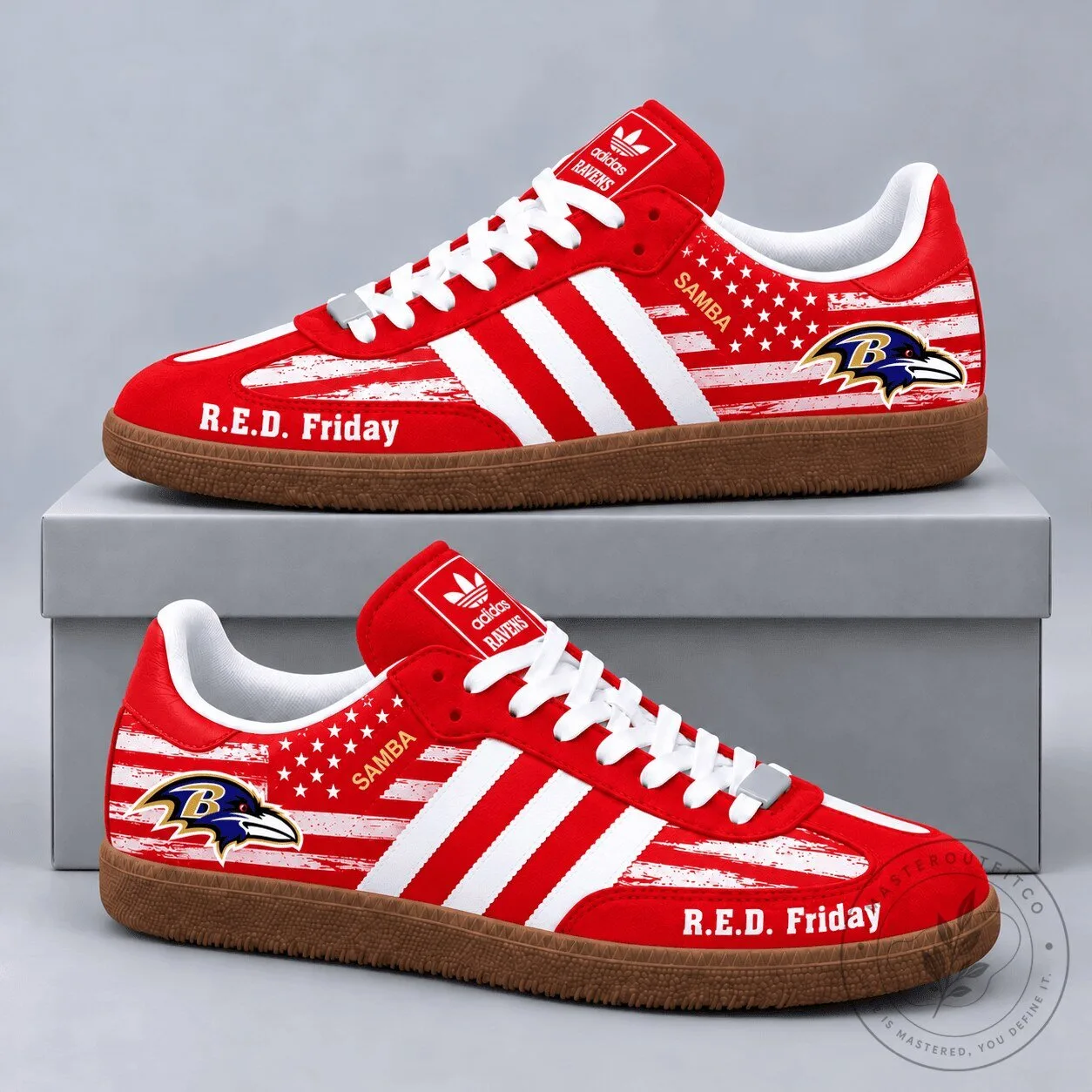 Baltimore Ravens R.E.D. Friday American Flag Samba OG Shoes Military Tribute 2 Baltimore Ravens R.E.D. Friday American Flag Samba OG Shoes Military Tribute