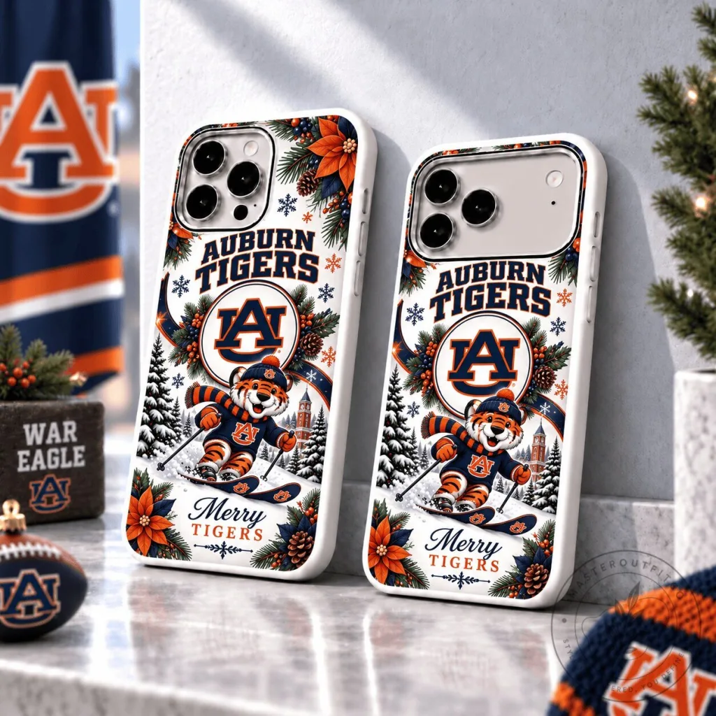 Auburn Tigers Christmas Skiing Mascot Holiday Phone Case Auburn Tigers Christmas Skiing Mascot Holiday Phone Case
