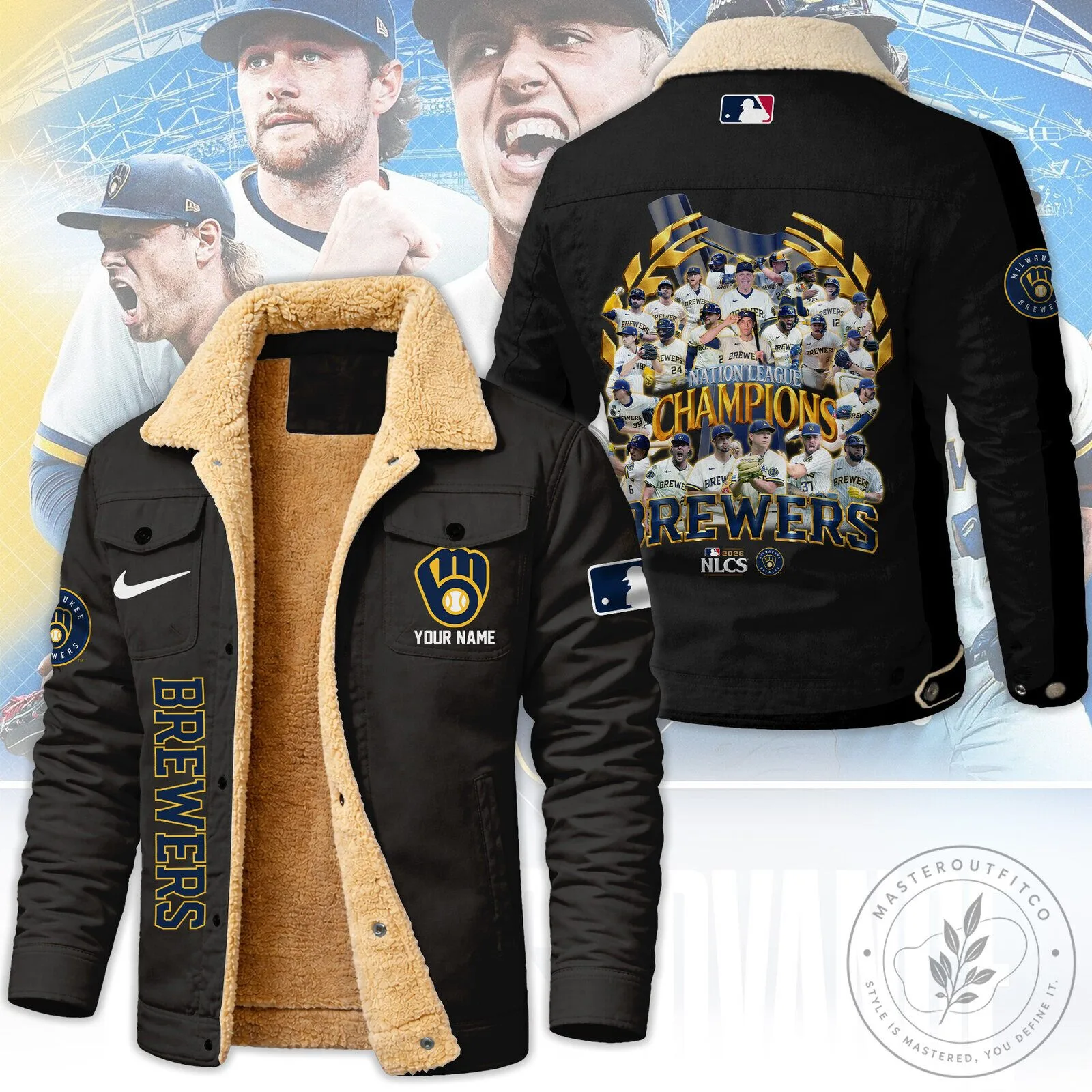 Milwaukee Brewers National League Champions Winter Fleece Jacket 1 Milwaukee Brewers National League Champions Winter Fleece Jacket