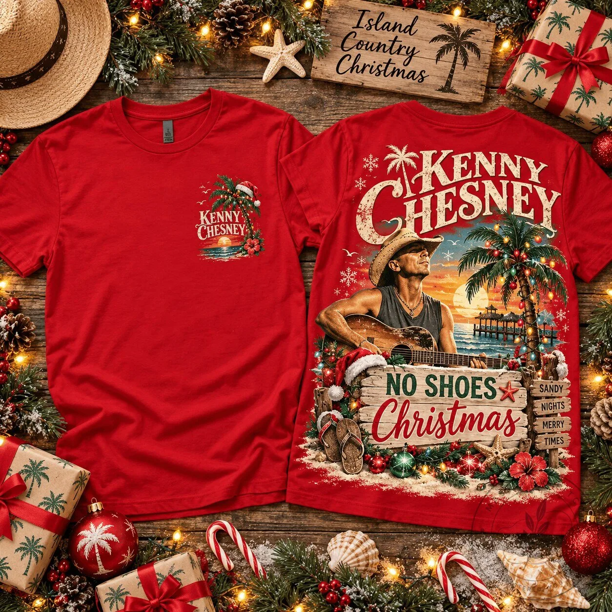 Kenny Chesney No Shoes Christmas Beach Sunset Guitar Holiday T-Shirt 5 Kenny Chesney No Shoes Christmas Beach Sunset Guitar Holiday T-Shirt