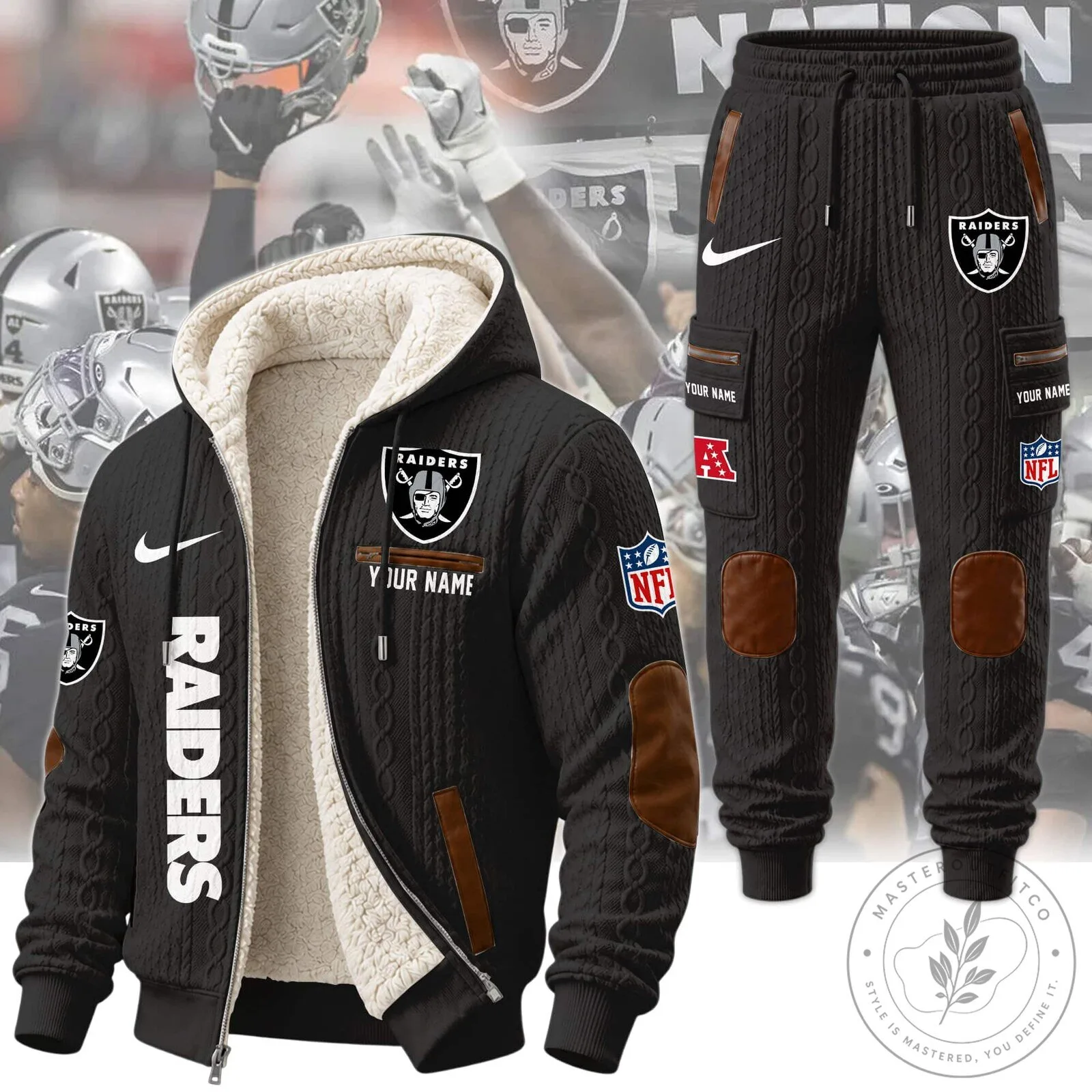 Las Vegas Raiders Personalized Sherpa Lined Hoodie and Sweatpants Set 25 Las Vegas Raiders Personalized Sherpa Lined Hoodie and Sweatpants Set