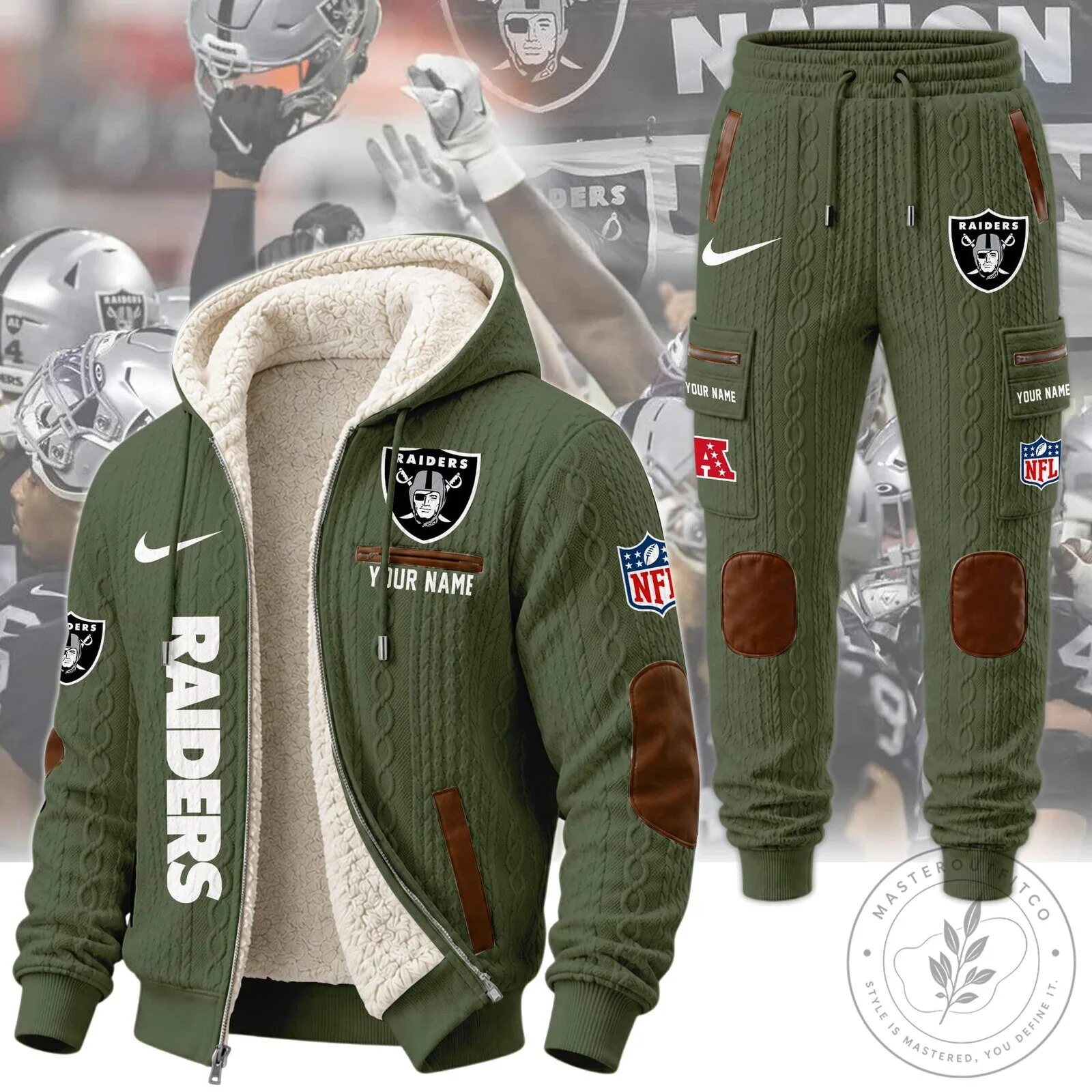 Las Vegas Raiders Personalized Sherpa Lined Hoodie and Sweatpants Set 31 Las Vegas Raiders Personalized Sherpa Lined Hoodie and Sweatpants Set