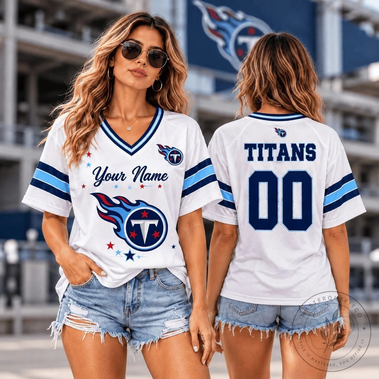 Tennessee Titans Personalized Name and Number NFL Football Jersey for Women