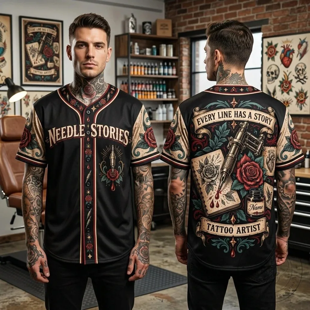 Personalized Tattoo Artist Needle Stories Every Line Has a Story Baseball Jersey