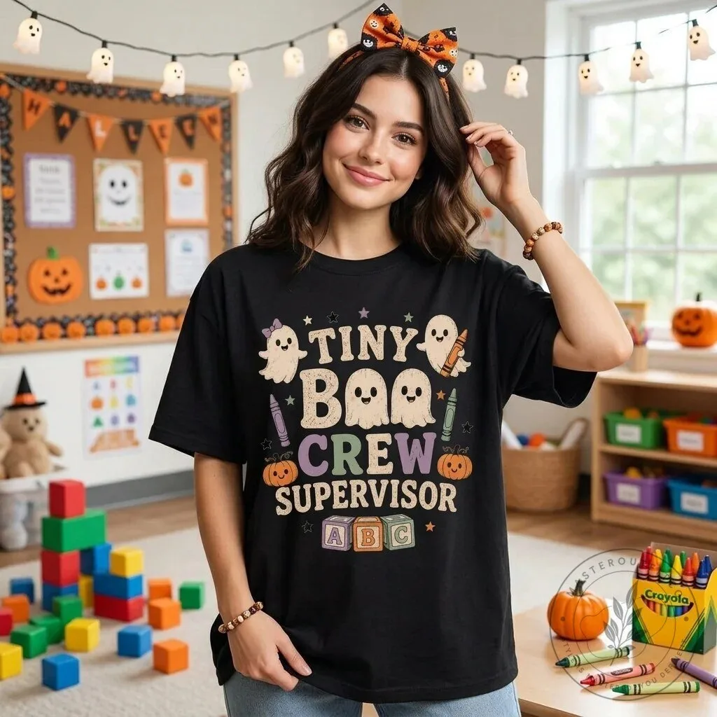 Tiny Boo Crew Supervisor Cute Halloween Teacher T-Shirt