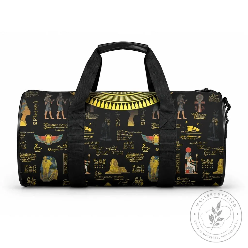 Ancient Egyptian Hieroglyphs Black Travel Duffle Bag