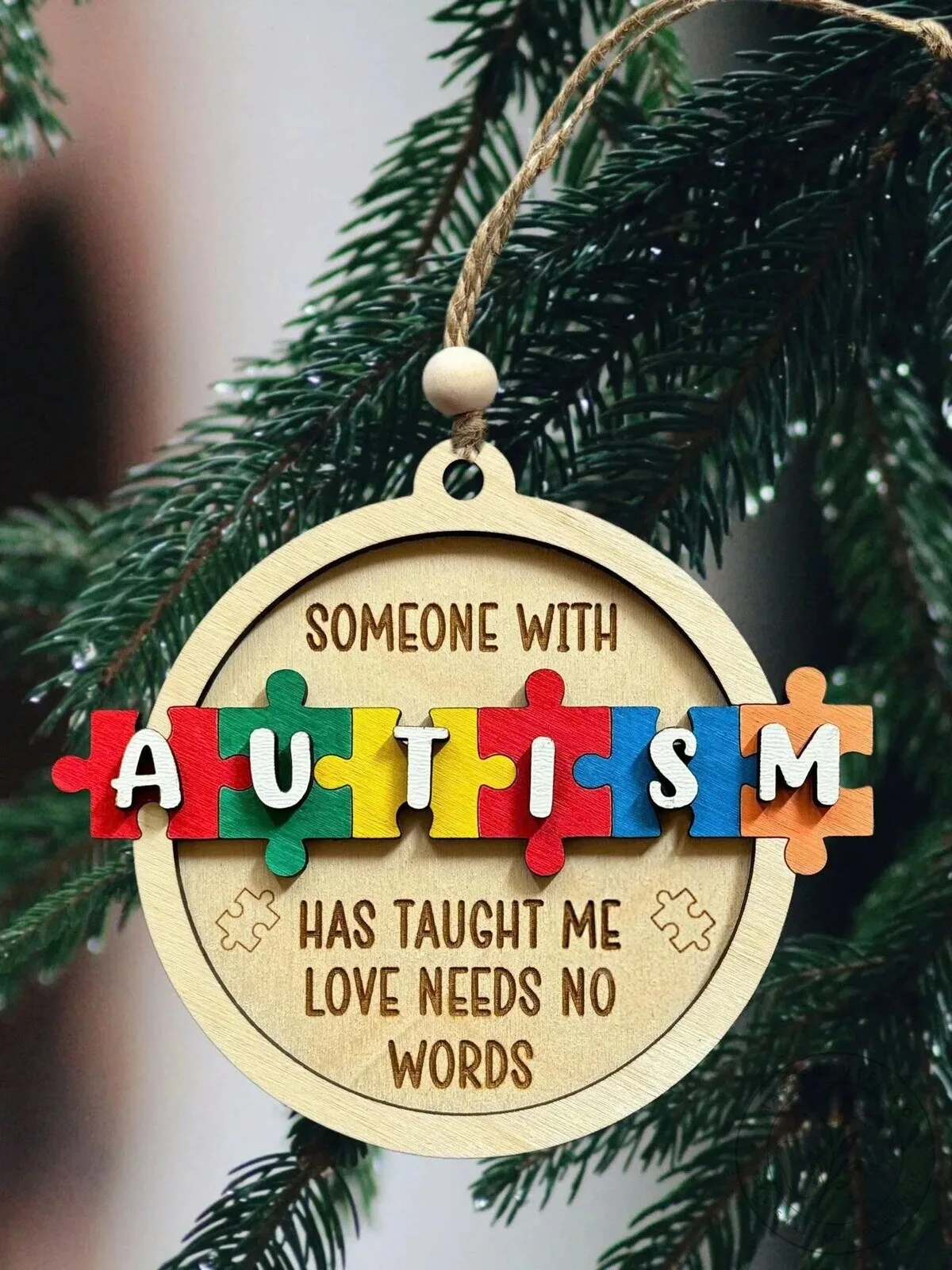 Autism Awareness Puzzle Piece Christmas Tree Ornament