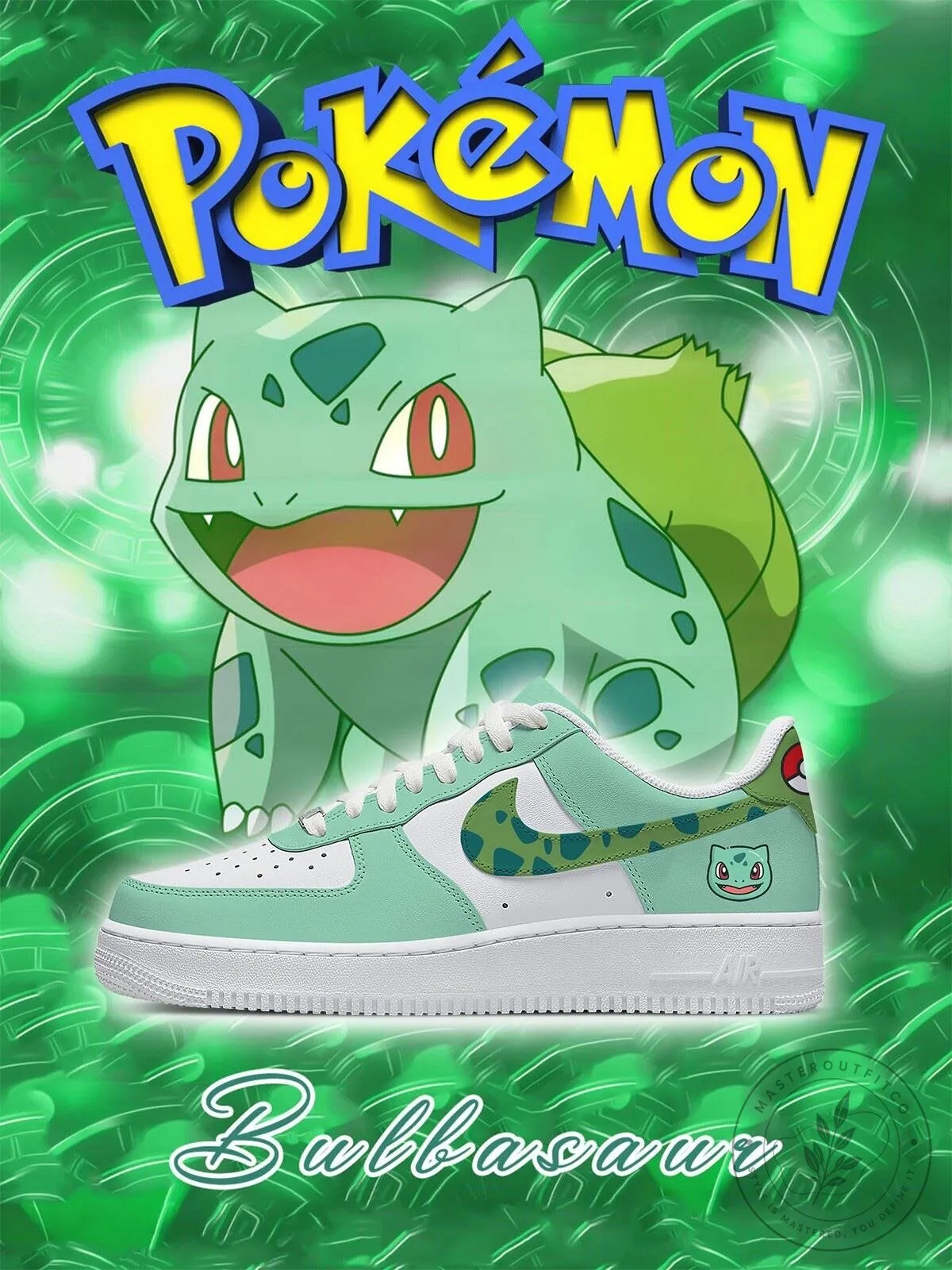 Pokémon Bulbasaur Character Design Custom Air Force One Sneakers
