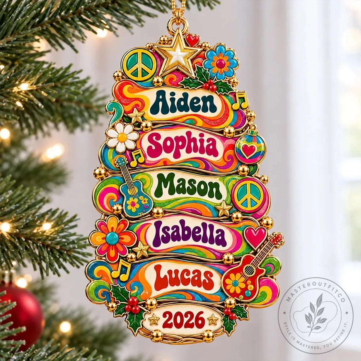 Personalized The Beatles Christmas Tree Ornament, Custom Family Name Holiday Decor 3 Personalized The Beatles Christmas Tree Ornament, Custom Family Name Holiday Decor