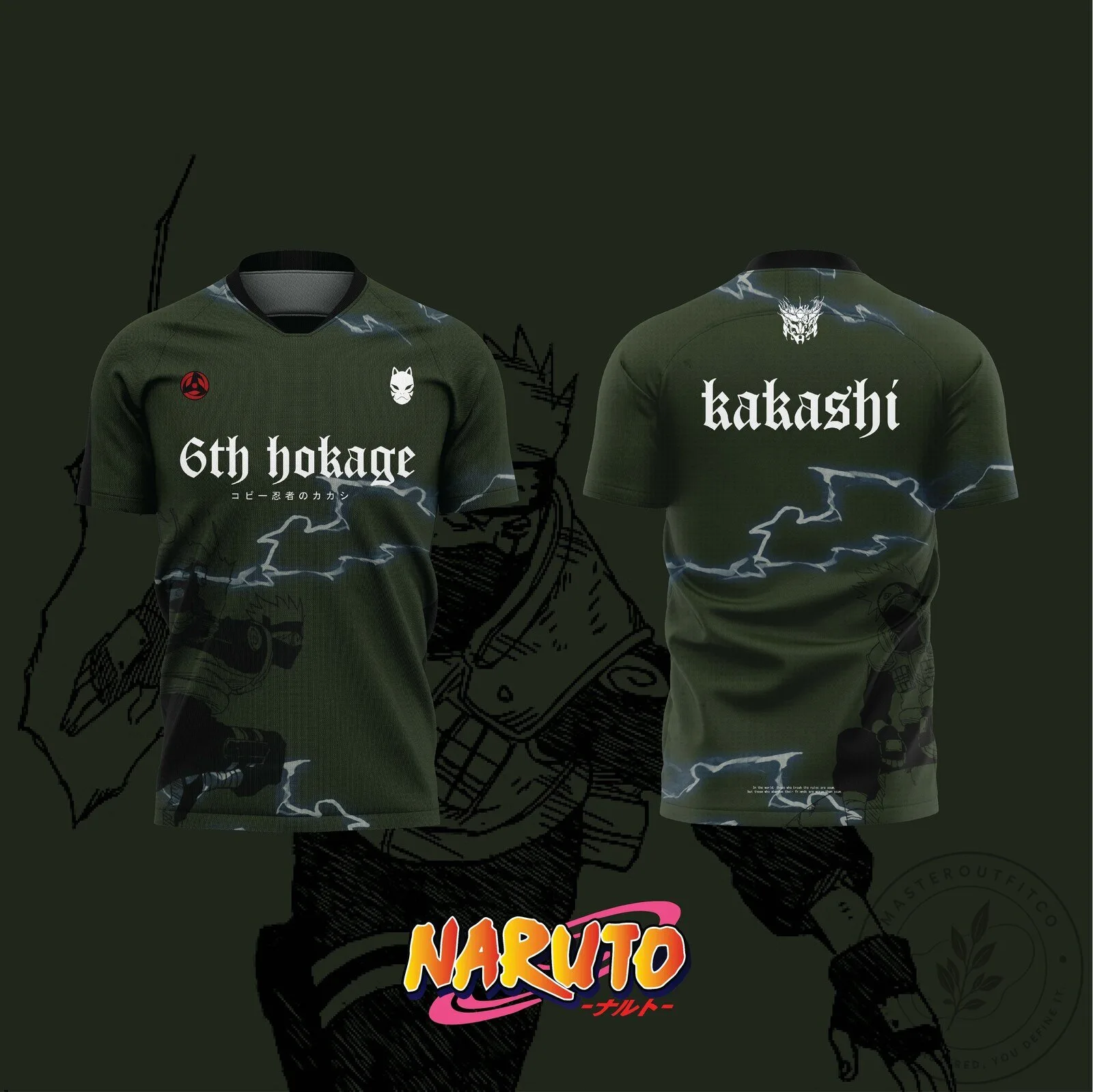 Naruto Kakashi Hatake Sixth Hokage Anime Manga Soccer Jersey