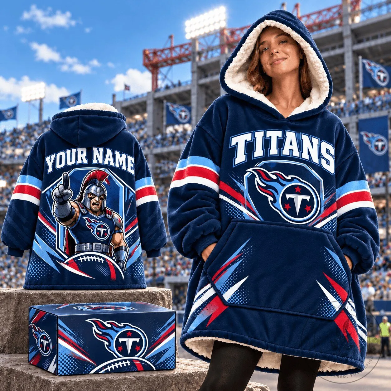 Tennessee Titans NFL Football Team Logo Oversized Wearable Blanket Hoodie
