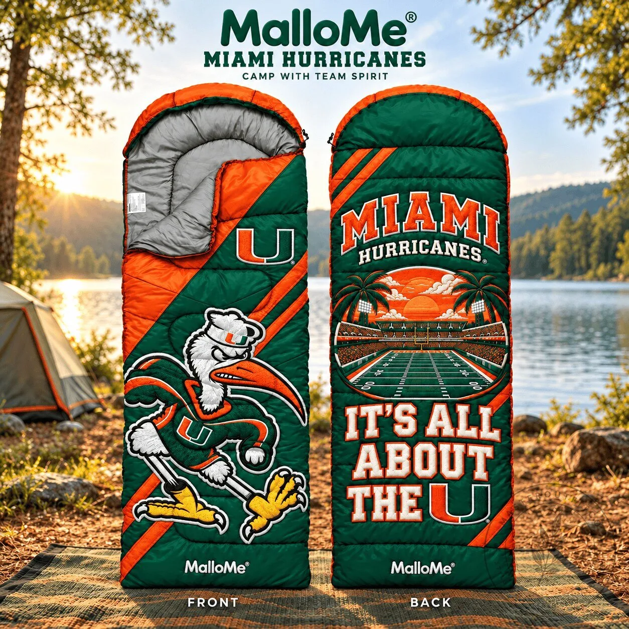 Miami Hurricanes NCAA Football Team Logo Sleeping Bag for Camping and Outdoors 3 Miami Hurricanes NCAA Football Team Logo Sleeping Bag for Camping and Outdoors