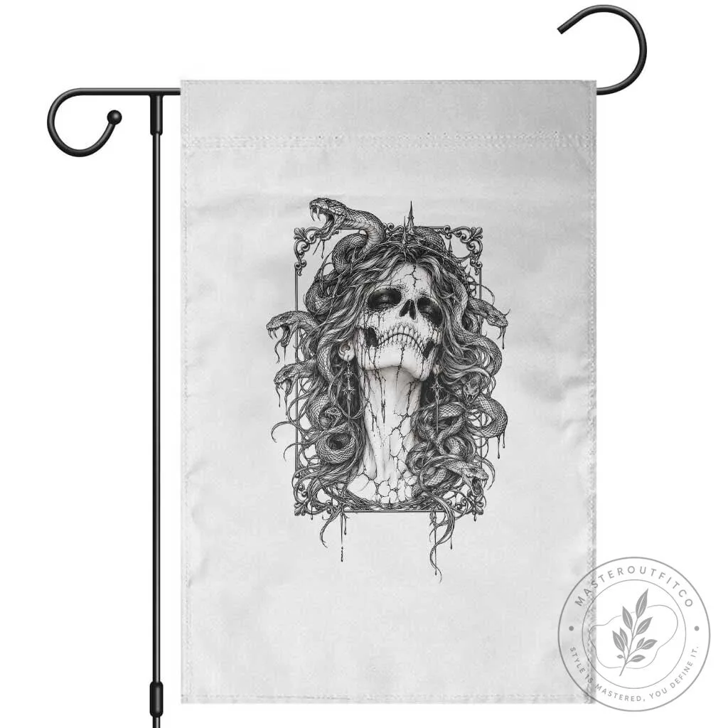 Gothic Medusa Skull Snake Greek Mythology Dark Fantasy Garden Flag