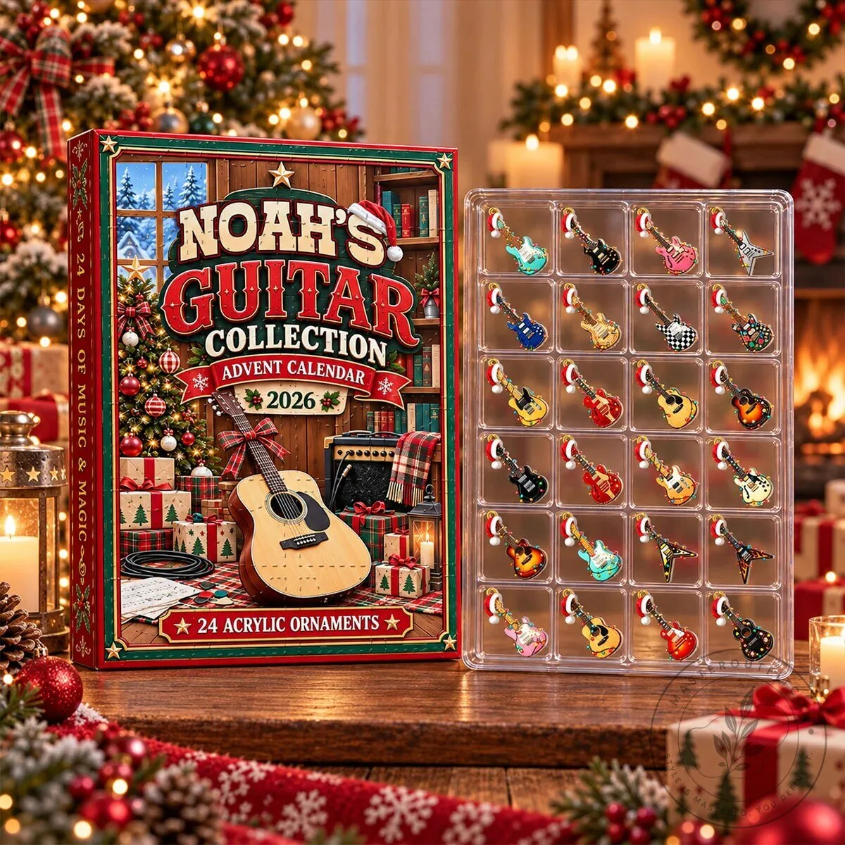 Noah's Guitar Collection Advent Calendar 2026 with 24 Acrylic Ornaments