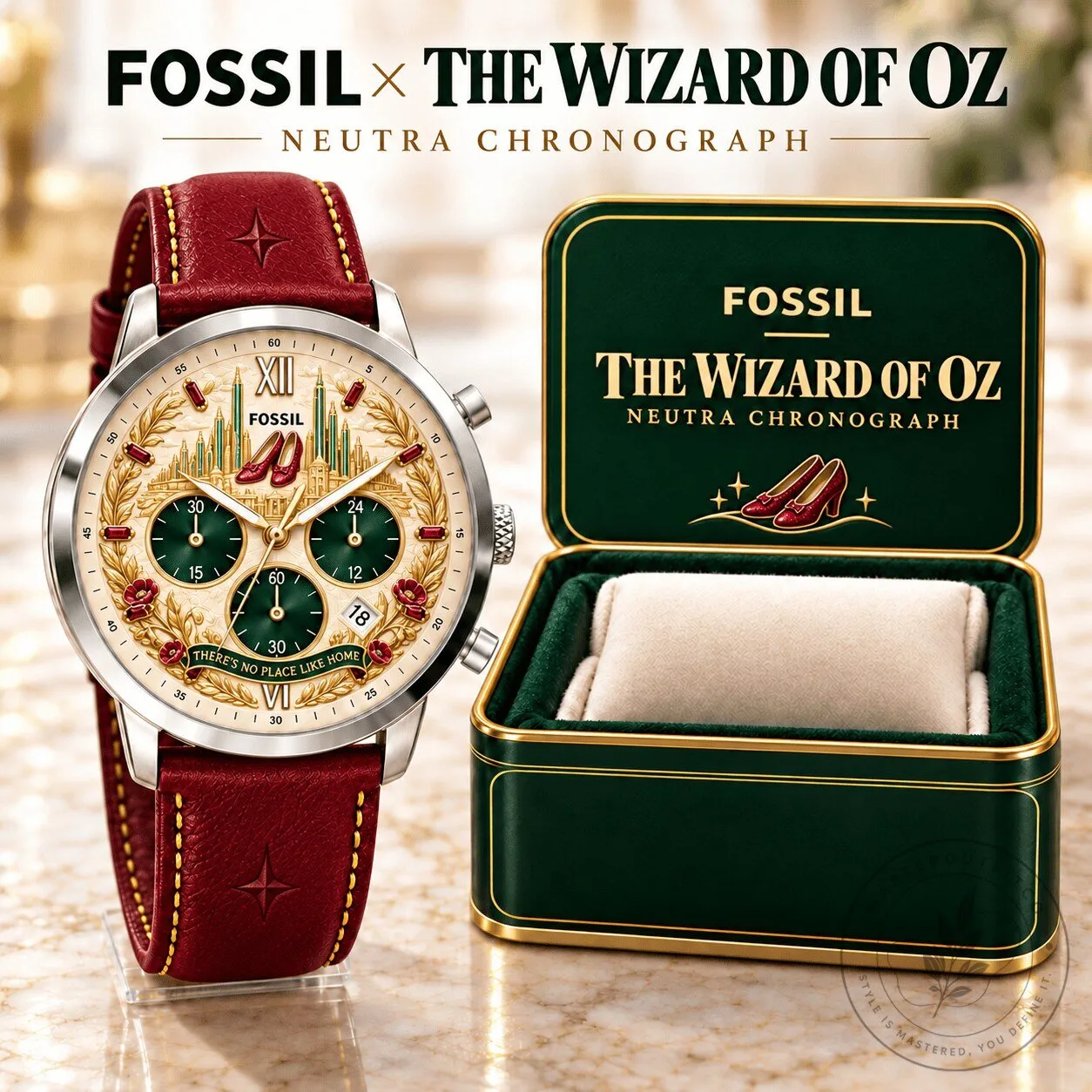 Fossil The Wizard of Oz Neutra Chronograph Watch with Ruby Slippers Design