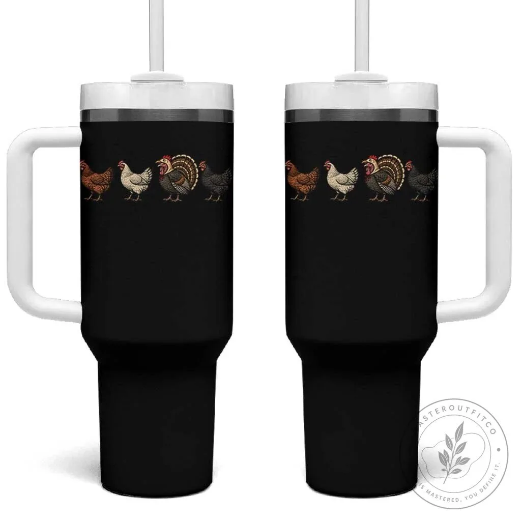 Funny Turkey In Chicken Disguise Thanksgiving Poultry Bird Lover Tumbler With Handle