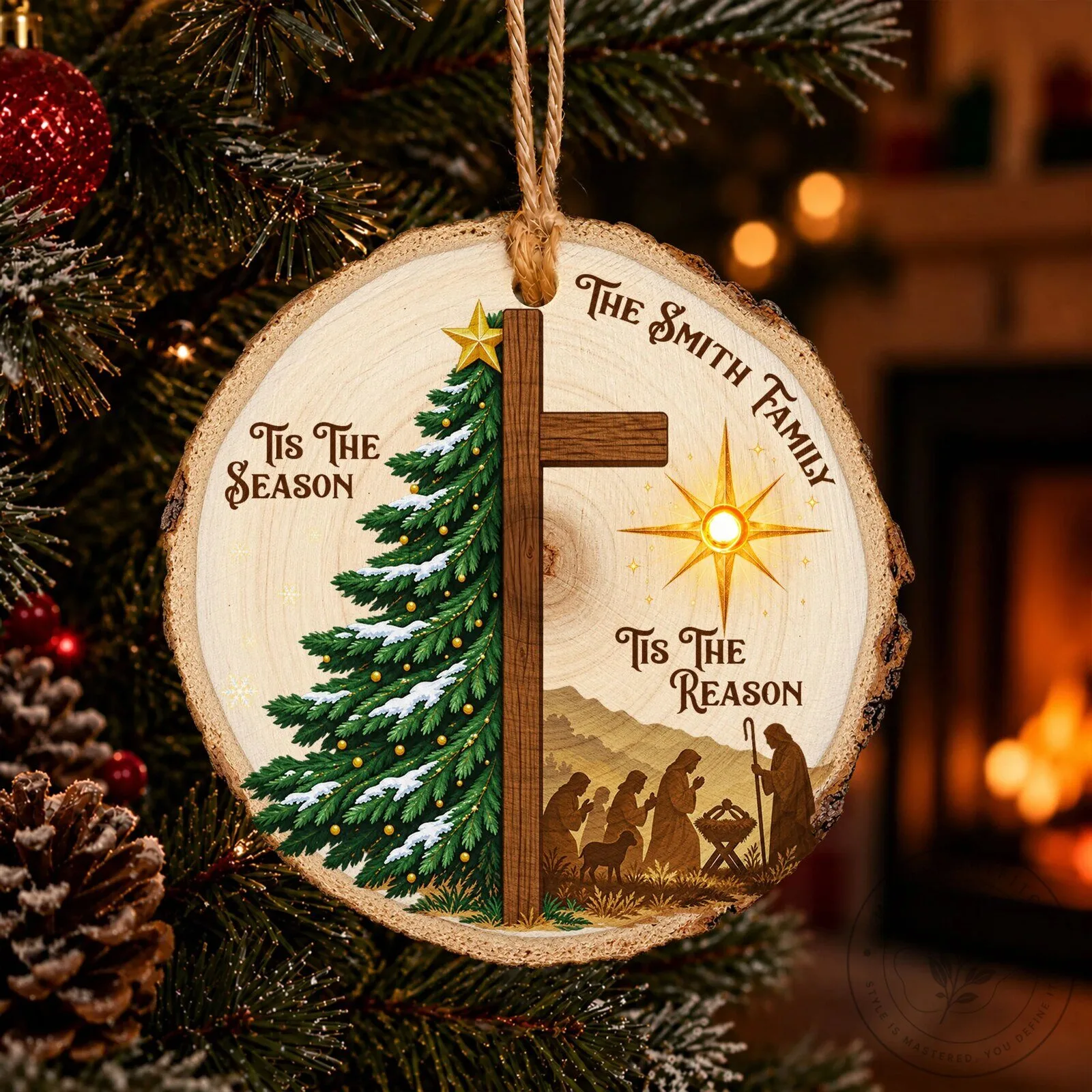 Personalized Nativity Scene Tis The Season Tis The Reason Christmas Ornament