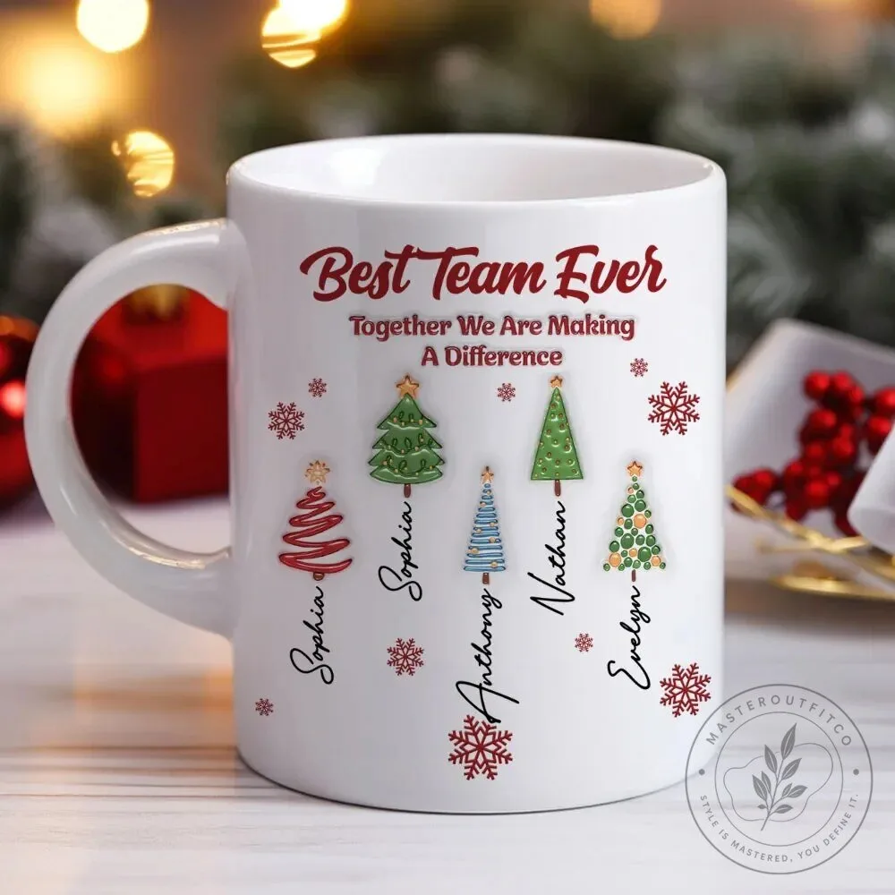 Best Team Ever Personalized Christmas Coffee Mug for Coworkers and Friends