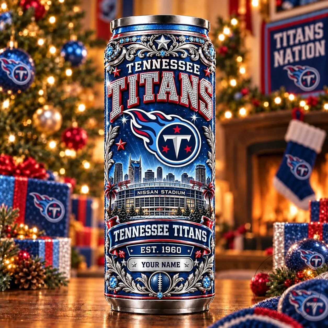 Tennessee Titans NFL Football Team Personalized Name Can Tumbler