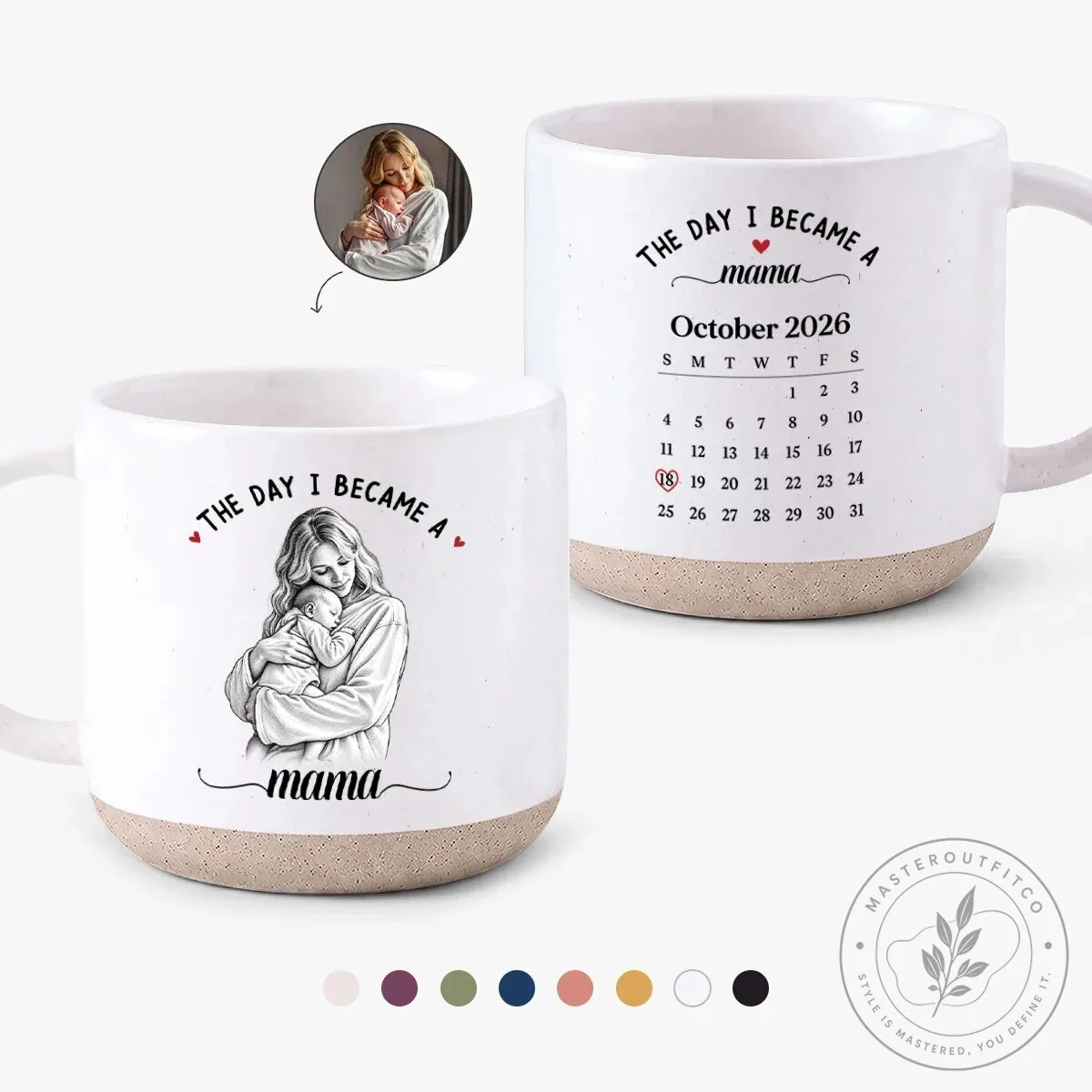 The Day I Became A Mama Personalized Calendar Mug for New Mothers 2D