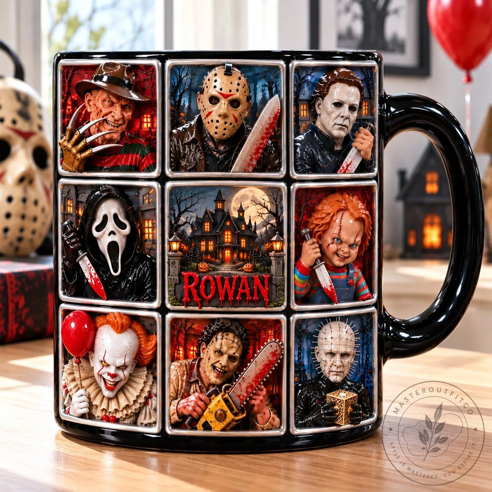 Seashell Starfish Pattern MacBook Air Laptop Hard Case Cover 4 Horror Movie Villains 3D Relief Halloween Coffee Mug - Personalized Scary Characters Cup