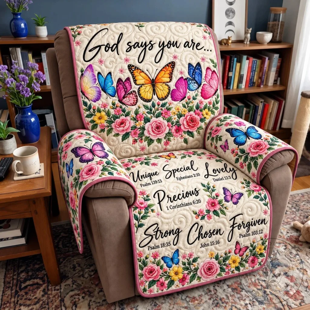 God Says You Are Unique Special Lovely Quilted Recliner Sofa Cover God Says You Are Unique Special Lovely Quilted Recliner Sofa Cover