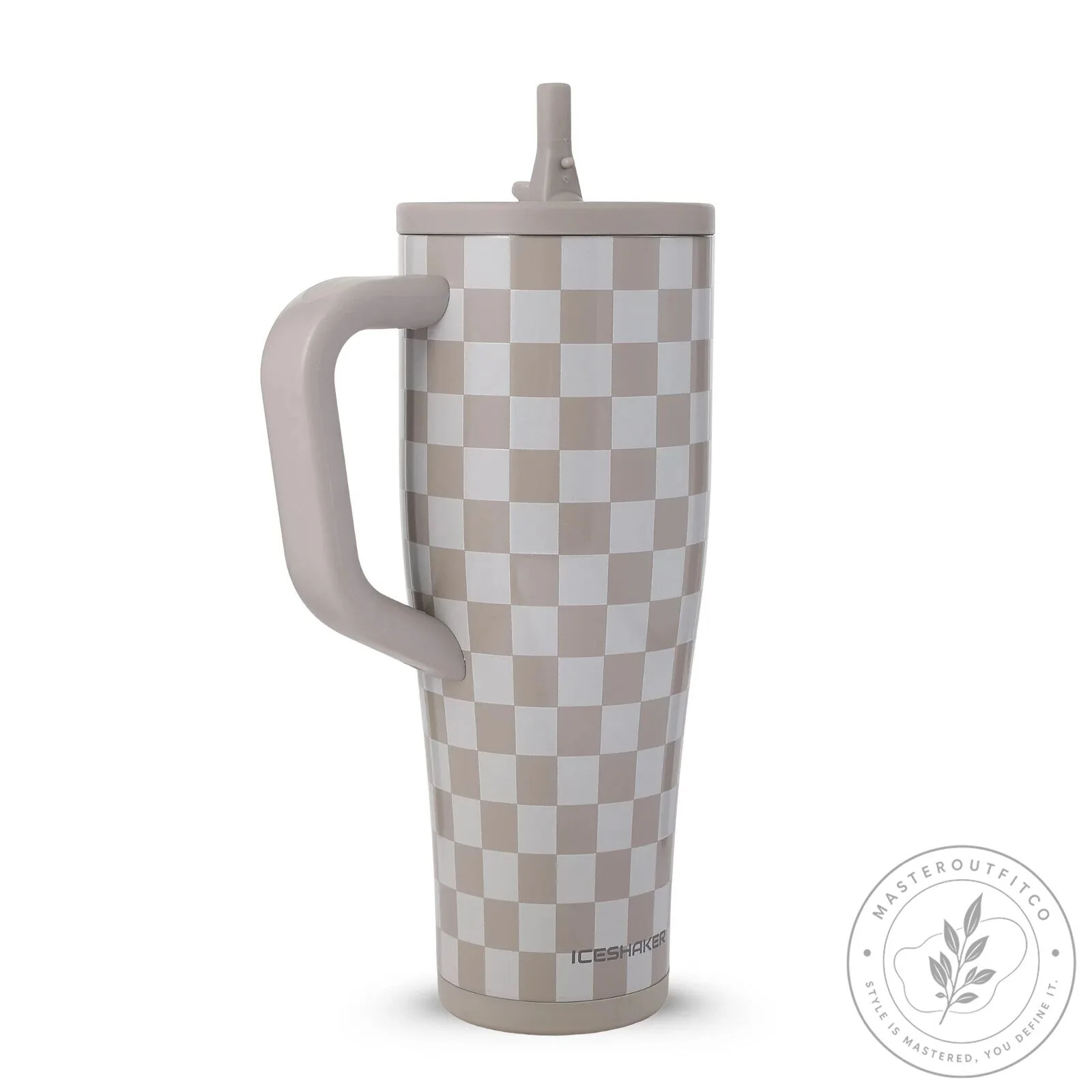 Checkered Pattern Insulated Stainless Steel Tumbler with Handle 13 Checkered Pattern Insulated Stainless Steel Tumbler with Handle
