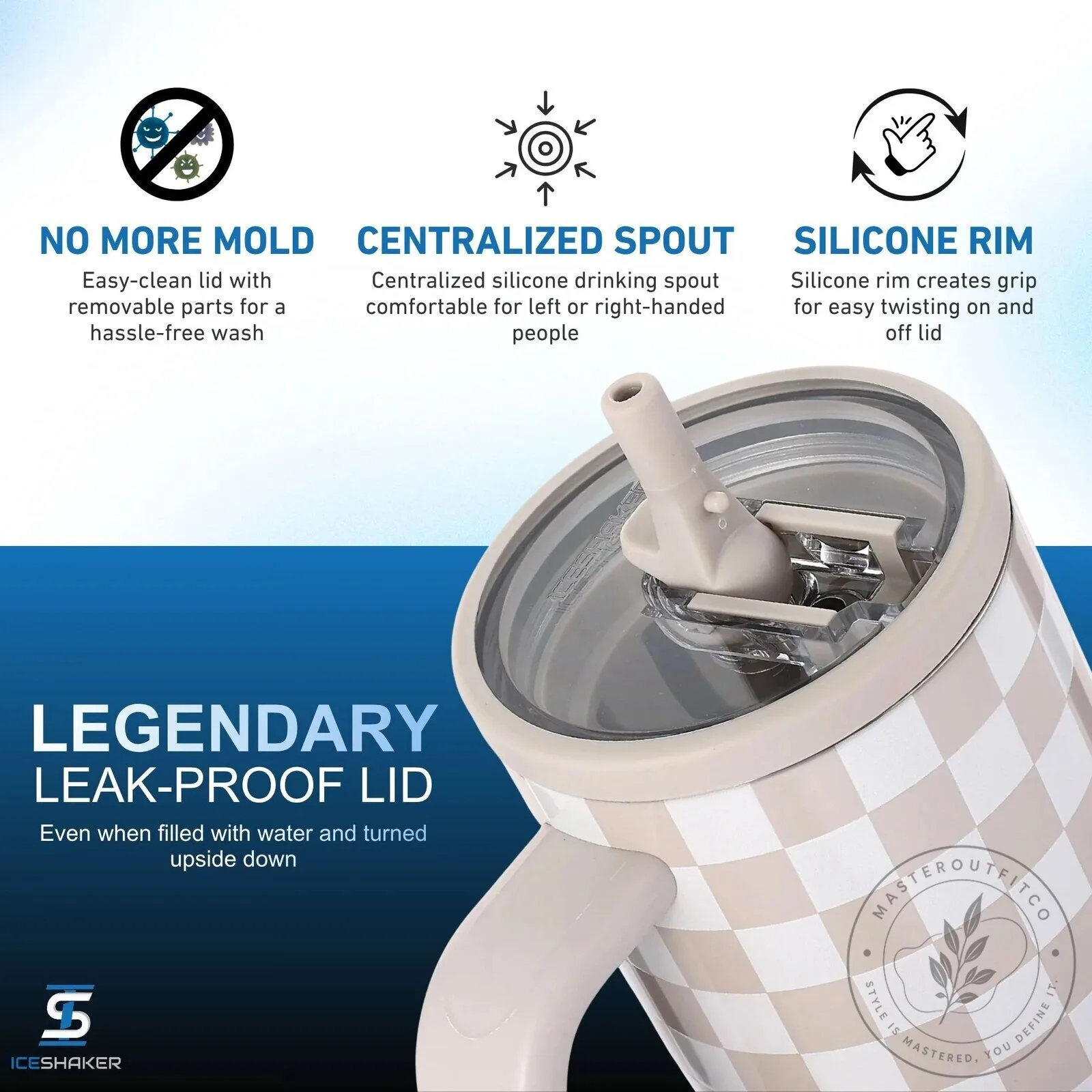 Checkered Pattern Insulated Stainless Steel Tumbler with Handle 14 Checkered Pattern Insulated Stainless Steel Tumbler with Handle