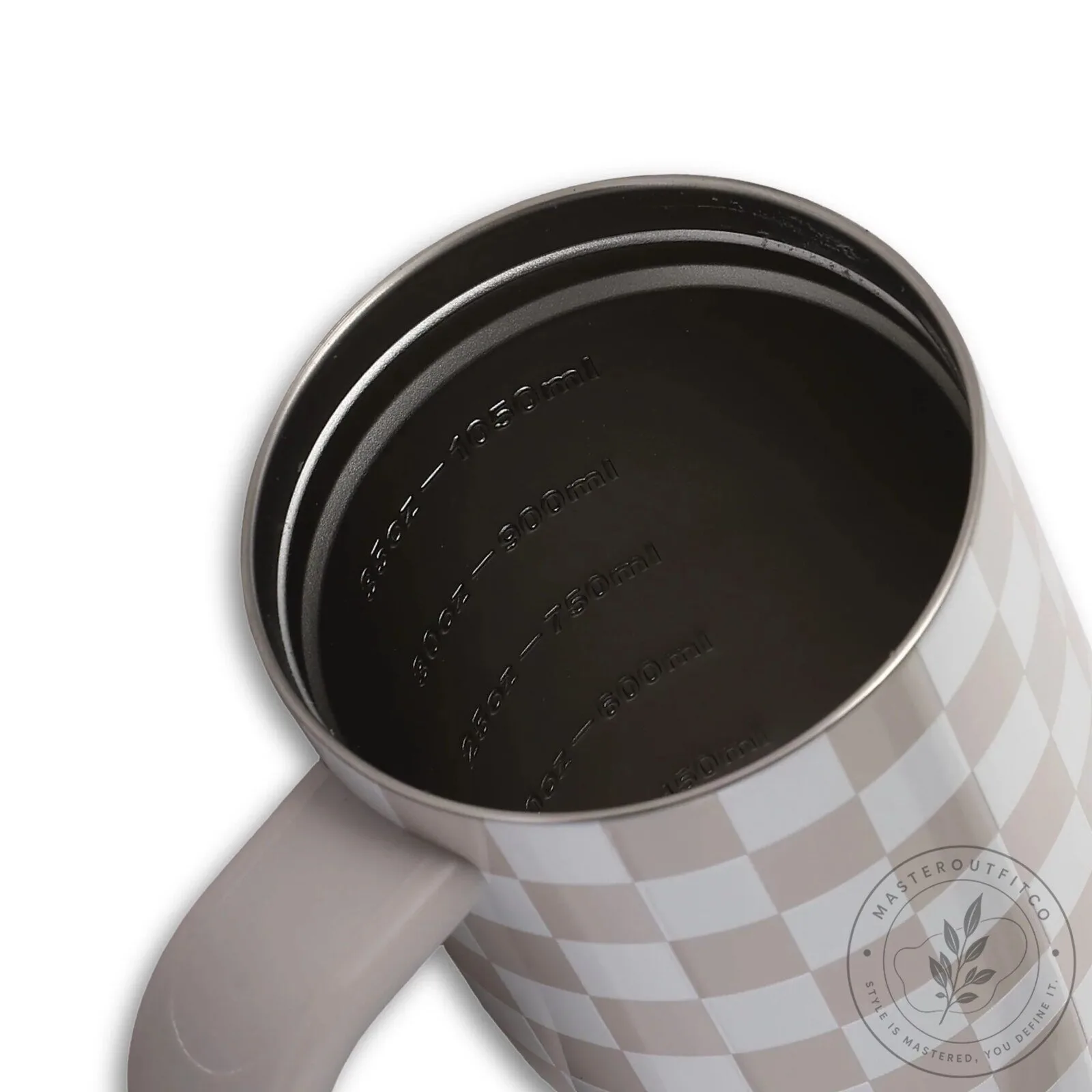 Checkered Pattern Insulated Stainless Steel Tumbler with Handle 17 Checkered Pattern Insulated Stainless Steel Tumbler with Handle